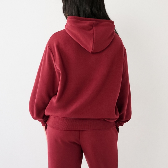 ❤️‍🔥❤️‍🔥TRUE RELIGION CRYSTAL RELAXED HOODIE- CABERNET WOMEN'S SIZE LARGE - Picture 5 of 10